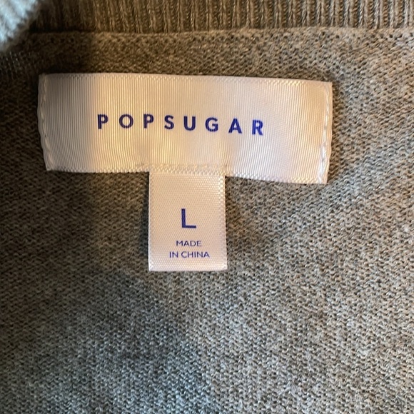 Pop Sugar Women’s Sweater Size Large Gray Soft EUC Split Hem V Neck Casual - Picture 6 of 10
